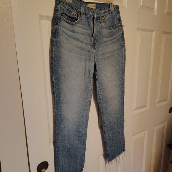 Madewell The Perfect Vintage Jean Distressed Cropped Pant Fringe Hemline - Picture 9 of 12